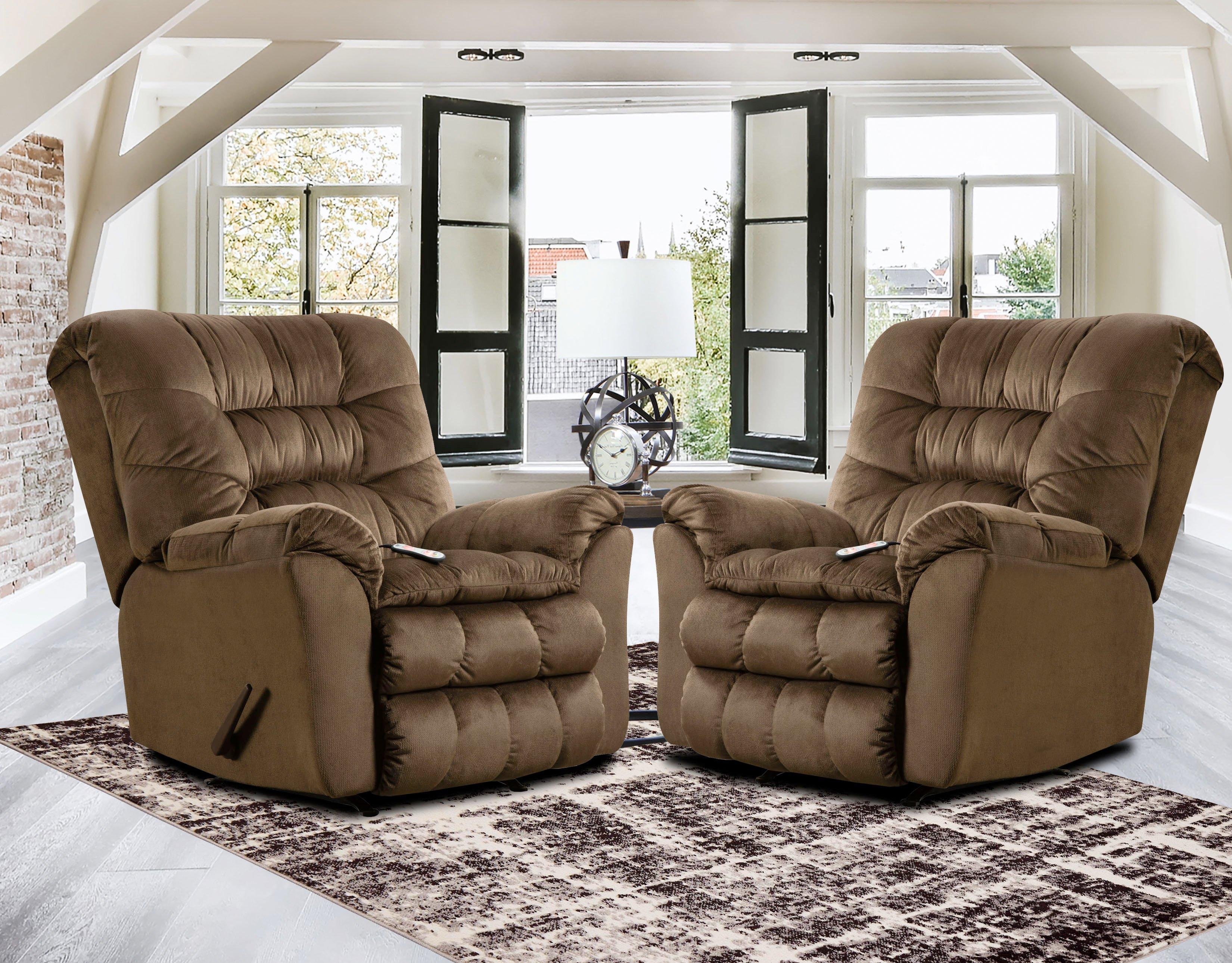 Rent to Own Lane Set of 2 Carmen Umber Rock Recliner w Heat